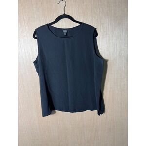Eileen Fisher Black Silk Sleeveless Top Blouse Plus Size 1X